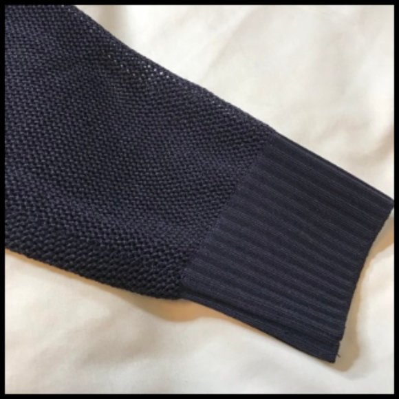 Exclusively Misook Navy Blue Zip Front Ribbed Jacket Mesh Details Size S - Picture 3 of 11